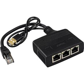 Leehitech Ethernet Splitter 1 إلى 2 Out 100 Mbps عالي السرعة RJ45 LAN Splitter Gigabit Internet Splitter for Cat 5/5e/6/7/8، يدعم جهازين يعملان في وقت واحد