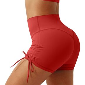 Litthing Womens Gym Shorts Tummy Control Workout Booty Shorts High Waisted Side Tie Biker Running Yoga Athletic Shorts