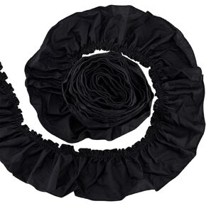 FINGERINSPIRE 4 Yards Black Pleated Chiffon Ribbon 6.7inch Wide Polyester Pleated Elastic Lace Ribbon Wave Edge Ruffled Lace Trims for Dress Gown Doll Decoration Clothes Accessories DIY Craft