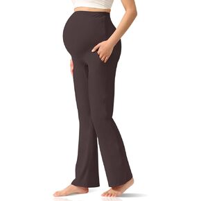 CUXFLS Women's Maternity Leggings Over The Belly Pregnancy with Pockets Yoga Pants Active Wear Tights Pants Workout