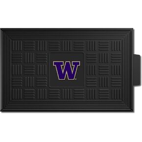 FANMATS - 13261 NCAA University of Washington Huskies سجادة باب من الفينيل على شكل ميدالية، أسود، 19 بوصة × 30 بوصة