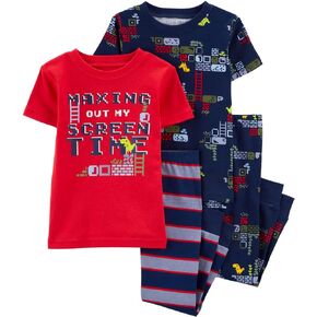 Carter's Boy's 4 Piece Cotton Snug fit Pajama Set (Screen Time/Gamer, 5T)