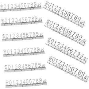Anneome 10pcs Metal Price tag Price Display Signs Jewelry Price Display Tags Pricing Label Stand Block Gold jewerly Digital Display Board Merchandise Tags Commodity Signage Alloy