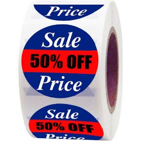 Sale Price Stickers,1.5 Inch Permanent Adhesive Off Labels Removable Paper Stickers for Store (500 pcs per roll)