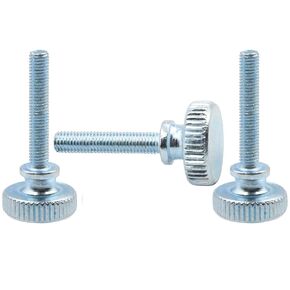LBY 30pcs Knurled Hand Screw, M4 x 20mm Flat Knurled Head Fully Threaded Thumb Screws(Double Layer Step), Carbon Steel Galvanize