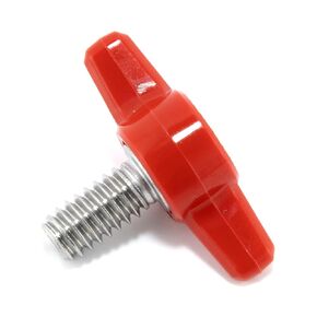 1/4"-20 x 1/2" Thumb Screw Stainless Steel - Red Tee Wing Plastic Knob - Standard/Coarse Thread Thumbscrew - Length: 0.500" - Proudly Built in USA - Package of (10)