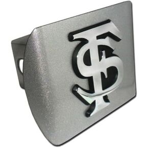 Florida State Seminoles "Brushed Silver Finish with Chrome FS Emblem" " Trailer Hitch Cover Fits 2 Inch Auto Car Truck Receiver with NCAA College Sports Logo