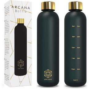 زجاجة مياه تحفيزية من ARCANA Arc مع علامة زمنية/أوقات للشرب - بلاستيك بلوري خالٍ من BPA - صالة الألعاب الرياضية، والرياضة، وفي الهواء الطلق (32oz، وردي) in Kuwait