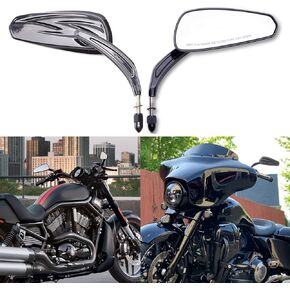 8mm Black Motorcycle Rearview Side Mirror Hollow styling for Harley Bobber Cruiser Custom MT