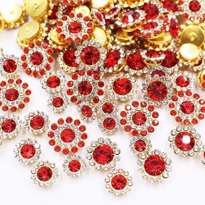 100pcs Sew on Rhinestones Crystals Glass Gems Metal Claw Mixed 8mm 10mm 12mm 14mm Sunflower Garments for Sewing Headband Jewelry Crafts Clothes Shoes Belt Accessories (00 Mixed Color)