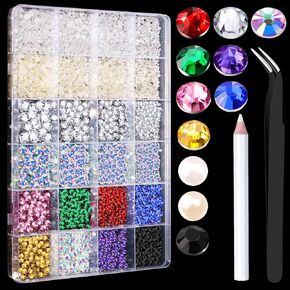 YGDZ Rhinestones, 10000 PCS Nail Rhinestones, Rhinestones for Crafts, Nails, Nail Pearls, Gems Stones with Storage Organizer Box, Resin Flatback Rhinestones Set, Nail Accessories for DIY Nail