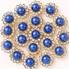 100 Pcs 12mm Flower Claw Pearl Sew On Rhinestones Gold Flatback Base Shiny Crystals Rhinestones Stones for Wedding Clothing Dress Shoes Crafts Decoration (01 Mixed)