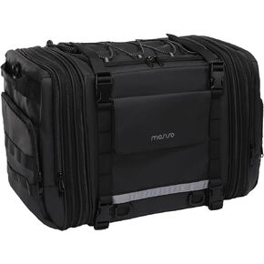 MOSISO Motorcycle Travel Luggage Bag, Motorcycle Tail Bag with Expandable Capacity 32L-48L, Motorcycle Rear Seat Trunk Gear Bag with Rain Cover&Shoulder Strap, Motorbike Storage Duffle Carry Bag,Black