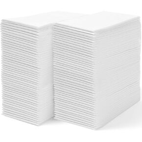 100 Disposable Linen Feel Guest Towels - Paper Hand Towels for Bathroom - Cloth Like White Paper Towel - Cocktail Hand Napkins - Highly Absorbent, Soft Fancy Guest Hand Towels 12" X 17" (Pack Of 100)