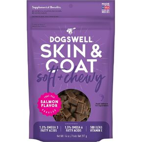 DOGSWELL Skin & Coat Soft & Chewy Dog Treats, Salmon, 14 oz. Pouch