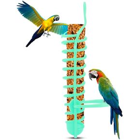 Parrots Feeder Basket Hollow Basket Food Fruit Feeding Perch Stand Hanging Fruit Vegetable Millet Container Birds feeders Birds Food Basket(Blue)