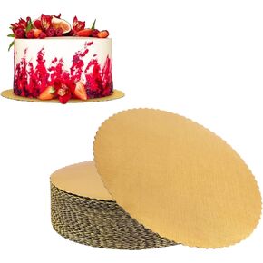 YunKo Cake Boards 10 Inch Round, Gold Cake Cardboard Rounds Cake Base Circles, 30 Pack