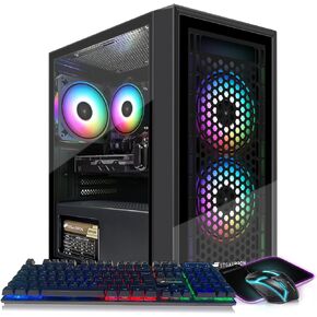 كمبيوتر سطح المكتب للألعاب STGAubron، Intel Core i5 3.2G حتى 3.6G، Radeon RX 560 4G GDDR5، 16G RAM، 512G SSD، 600M WiFi، BT 5.0، RGB Fan x 3، لوحة مفاتيح RGB وماوس ولوحة ماوس، W10H64