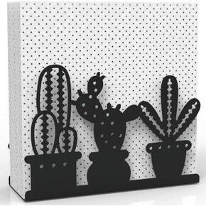 Decorelax Metal Napkin Holder for Home Kitchen Restaurant Picnic - Cactus Design Tabletop Paper Organizer Upright Tissue Dispenser (Green)