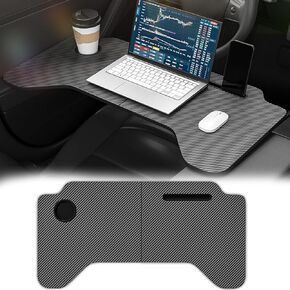 لمكتب السيارة المنسوج من ألياف الكربون القابل للطي طراز Tesla Model 3/Y، طاولة طعام محمولة متعددة الأغراض لتناول الطعام والعمل في السيارة، مكتب الكمبيوتر المحمول في السيارة، صينية من ألياف الكربون، طاولة سفر للسيارة in Kuwait