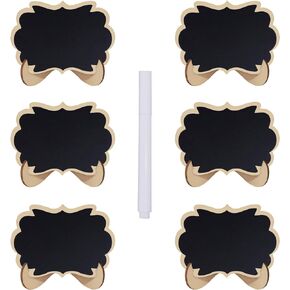 LNAUJS 6 Pcs Mini Wooden Chalkboards Signs, Cloud-Shaped Mini Boards, Message Signs, Food Signs and Wedding Signs with White Chalk Markers