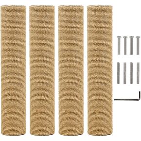 Fhiny 2PCS Cat Scratching Post Replacement 15" Natural Jute Spare Extension Scratch Post for Cats Tree DIY Craft Refill Pole Parts Hemp Rope Scratcher Climbing Perch