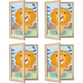 SANGMUCEN 4 إطارات فنية للأطفال مقاس 10 × 12.5 بوصة، فتحة أمامية مقاس 8.5 × 11 بوصة إطار وتخزين يحمل 150، إطارات عمل فنية للأطفال قابلة للتغيير للأعمال الفنية للأطفال، والمشروعات الفنية للأطفال، وديكور الحائط، طبيعي ZXK007N in Kuwait