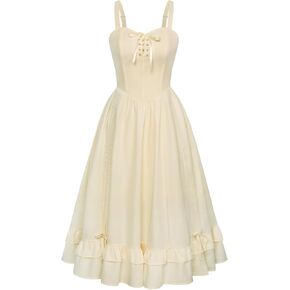 Scarlet Darkness Corset Dress for Women Renaissance Dress Midi Sleeveless Victorian Dresses