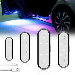Sidaqi 4PCS 7 Colors Car LED Door Lights Interior Magnetic Wireless Car Door Projector Lights Waterproof Welcome Lights with Infrared Sensing Doors Step Courtesy Car Door Lights for Warning Decoration