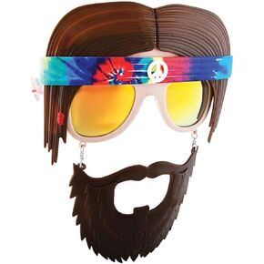 Costume Sunglasses Reflective Lens Hippie Retro Bandana Beard Sun-Staches Party Favors UV400