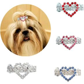RayMinsino 4Pcs Diamond Fashion Dog Love Princess Hair Clip, pet Hair Accessories, cat and Dog Accessories, Suitable for Long-haired Dogs