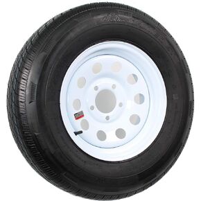 eCustomRim Radial Trailer Tire On Rim ST205/75R14 205/75-14 14 5 Lug Wheel White Modular - 6 Year Warranty w/Free Roadside