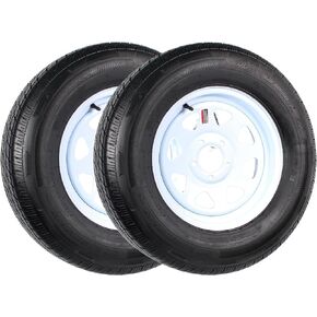 eCustomRim 2-Pack شعاعي إطار مقطورة مثبت على حافة ST205/75R15 LRD 5-4.5 عجلة بقضبان بيضاء - ضمان لمدة 6 سنوات مع جانب الطريق مجانًا in Kuwait