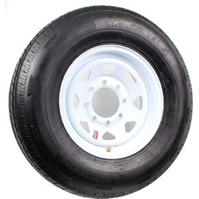 eCustomrim Radial Trailer Tire On Rim ST235/80R16 Load E 8 Lug White Spoke Wheel - 6 Year Warranty w/Free Roadside
