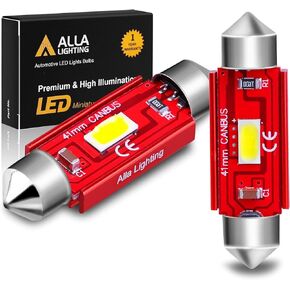 Alla Lighting 41mm/42mm 578 211-2 212-2 LED Festoon Bulbs, 6000K Xenon White CAN-Bus Interior Dome, Map, Trunk, Step Courtesy Lights Lamps