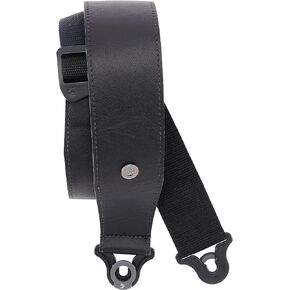 D'Addario Comfort Leather Auto Lock Guitar Strap - Acoustic & Electric Guitar Accessories - Easy to Use Auto Locking Guitar Straps - Uses Existing Guitar Strap Buttons - Leather - 2.5" Width - Black