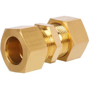 JUWO Brass Compression Tube Fitting, 3/4" × 3/4" Compression Union for Copper, Fuel and Brake Line Connections