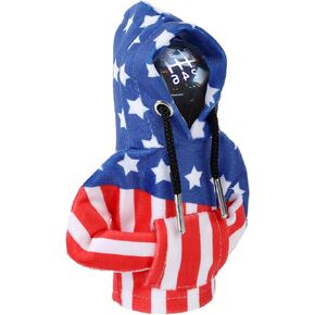 DECYOOL Gear Shift Hoodie، هوديي غطاء ناقل حركة السيارة، هوديي مقبض ناقل الحركة للسيارة، سترة مضحكة بغطاء رأس لتغيير التروس، الملحقات الداخلية للسيارات (لون العلم الأمريكي) in Kuwait