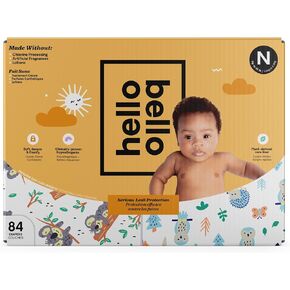 Hello Bello Diapers, Size NB (Up to 10 lbs) - 84 Count of Premium Disposable Baby Diapers in Woodland Animals & Koala Kids Designs - Hypoallergenic with Soft, Cloth-Like Feel
