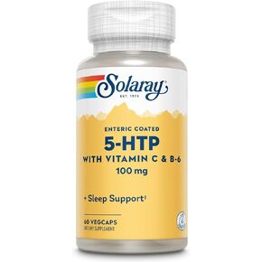 SOLARAY 5 HTP Supplement with Vitamin C & B-6 - Sleep Supplement and Serotonin Synthesis Support - Lab Verified, 60-Day Money-Back Guarantee - 60 Servings, 60 Enteric Coated VegCaps