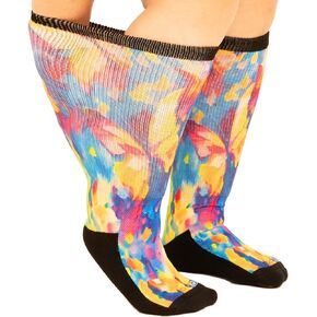 جوارب Gooi واسعة جدًا لمرضى السكري للأقدام المتورمة، جوارب ملونة لمرضى السكري للنساء مقاس كبير 13-15 10-13 9-13، تدفئة الساق واسعة، حرارية، كبيرة وطويلة، ناعمة قابلة للتمدد، وذمة السمنة، الاعتلال العصبي in Kuwait