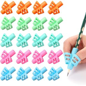 KIGEAPUEL 20 Pcs Pencil Grips for Kids Handwriting Ergonomic Training Pencil Holder Writing Tool for Toddlers, Preschoolers, Children Special Needs Colorful School Supplies(2 Fingers)