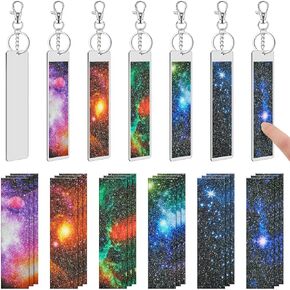 42 Pcs Anxiety Sensory Stickers Kit Includes 36 Fidget Textured Strips, 6 Keychain Textured Strips Tactile Rough Calm Stickers Anti Stress Textured Strips for Tension (Gradient Style)