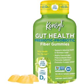 Konsyl Gut Health Prebiotic - Probiotic Fiber Gummies - Helps Support Digestive Health+ - Vegetarian Fiber Supplement Gummies for Adults- 56 Count