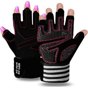 Weight Lifting Gloves for Women Gym Workout with Wrist Support,Padded Half Finger Gloves for Fitness Exercise