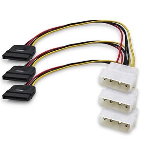 XANHAM 3-Pack 7.8 Inch 4 Pin Molex to SATA Power Cable, IDE 4Pin Male to SATA 15 Pin Female Power Adapter Cable