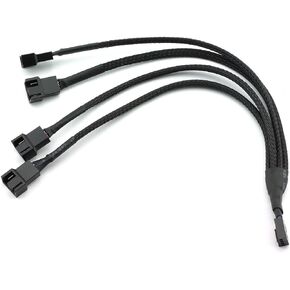 DZS Elec 4Pin 1 to 4 Ways PWM Fan Splitter Cable Black Sleeved Fan Power Extension Cable 4Pin Female to 4X 4Pin Male 27cm/10.5 inches