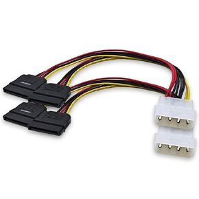 XANHAM 2-Pack 7.8 Inch 4 Pin Molex to SATA Splitter Power Cable, IDE 4Pin Male to SATA 15 Pin Female Y-Shape Power Adapter Cable