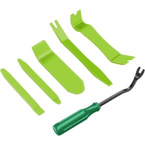 GOOACC 6PCS Auto Trim Removal Tool Kit No-Scratch Tool Kit for Car Audio Dash Panel Window Molding Fastener Remover Tool Kit-Green