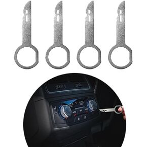 ZKFAR 4 PCS Car Radio Release Keys, 2.6In Waterproof Durable Metal CD DVD Host Repair Tools with Grip Hole, Portable Instrument Cluster Clean Accessories Compatible with Volkswagen Audi (Silver)